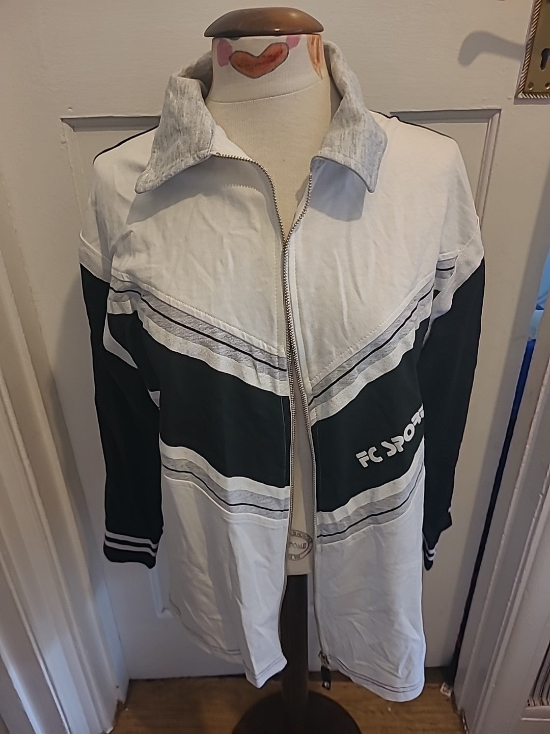 Mens French Connection Size Small Black/White Zip Through Jacket