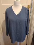 Ladies Emery Rose Size XL Bluey Grey Short Sleeved Blouse With V Neck