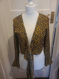 Ladies In The Style Size 14 Orange Leopard Print Long Sleeved Blouse