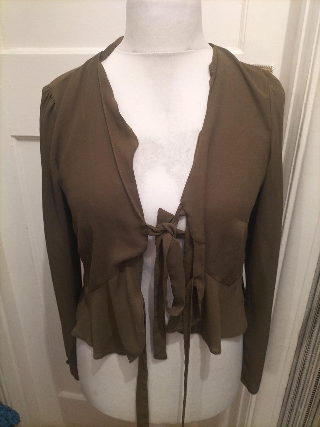 ASOS 12 Khaki Green Open Blouse