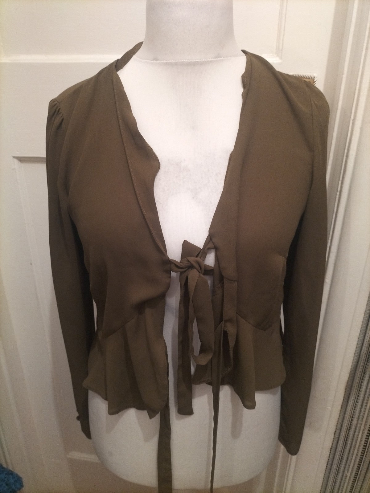 ASOS 12 Khaki Green Open Blouse