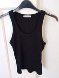 Ladies Black Ribbed Vest T Shirt Bershka Size Small