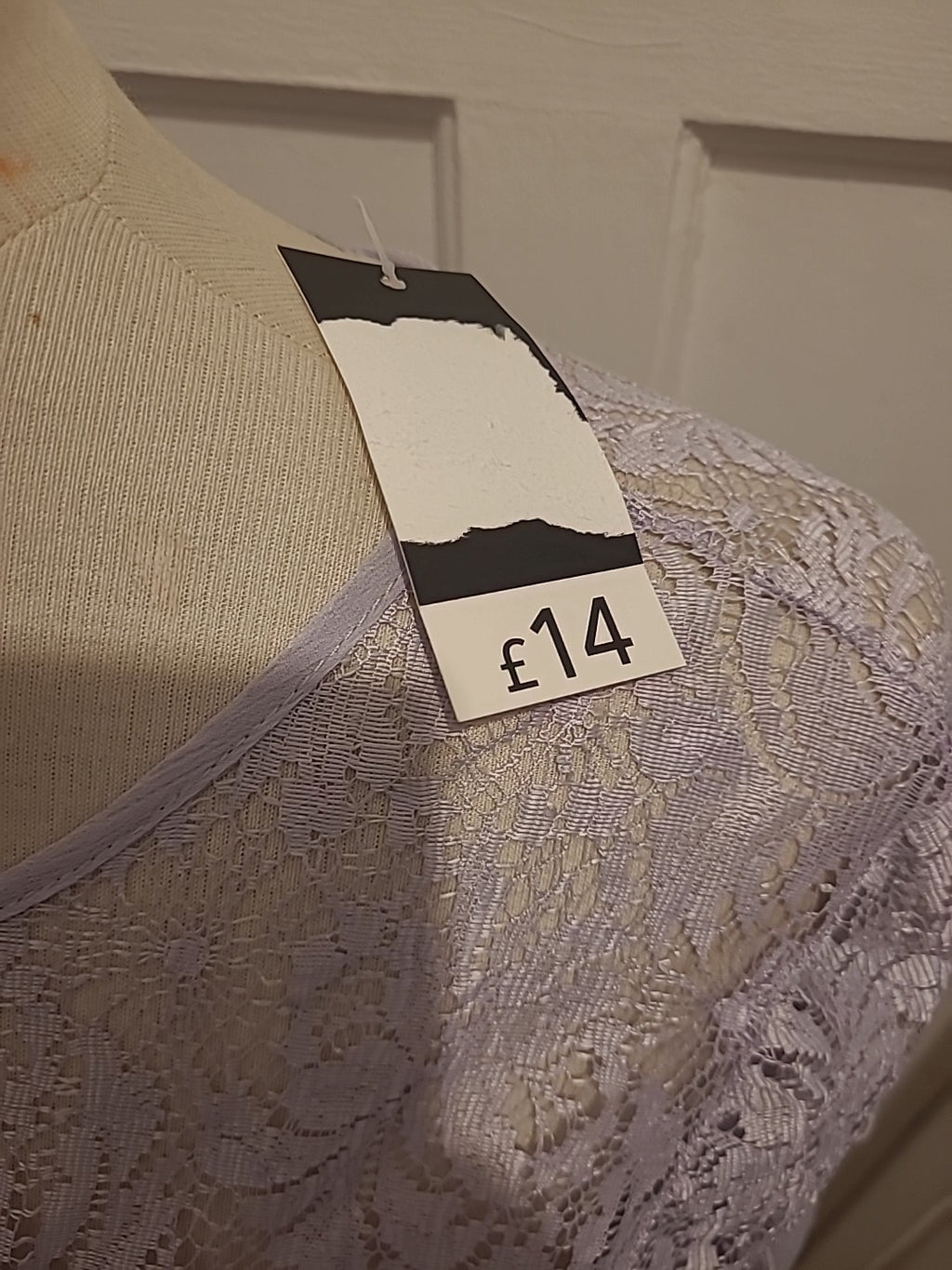 Brand New Ladies George Size 10 Lilac Lace Detailed Short Sleeved Tshirt
