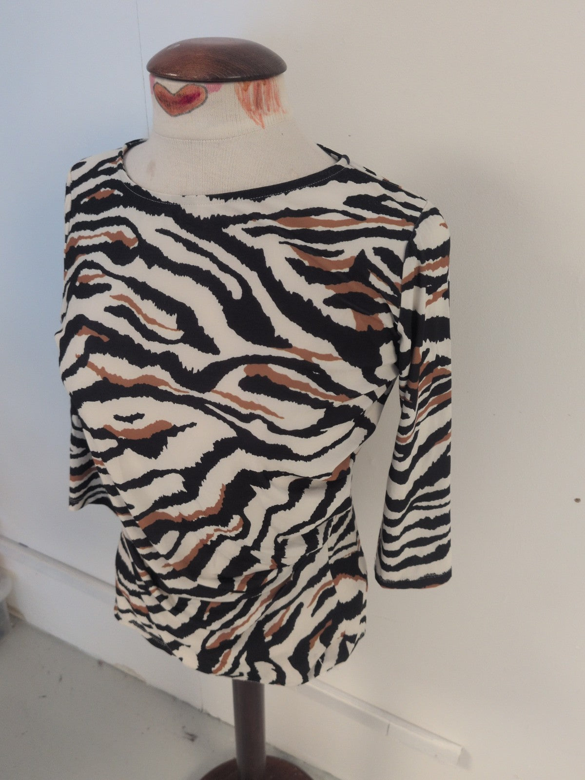 Vanessa Zani Large Multicoloured Zebra Print 3/4 Sleeve Blouse