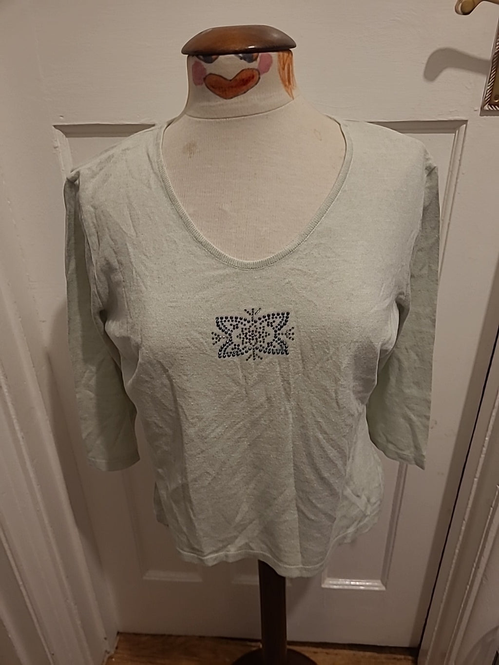 Ladies Lucia Size Large Pale Mint Long Sleeved Top