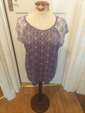 Ladies Marks And Spencer Size 14 Blue Pink Round Neck Tshirt