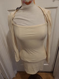 Brand New Ladies Prettylittlething Size 10 Stone Soft Touch Square Neck Bodycon