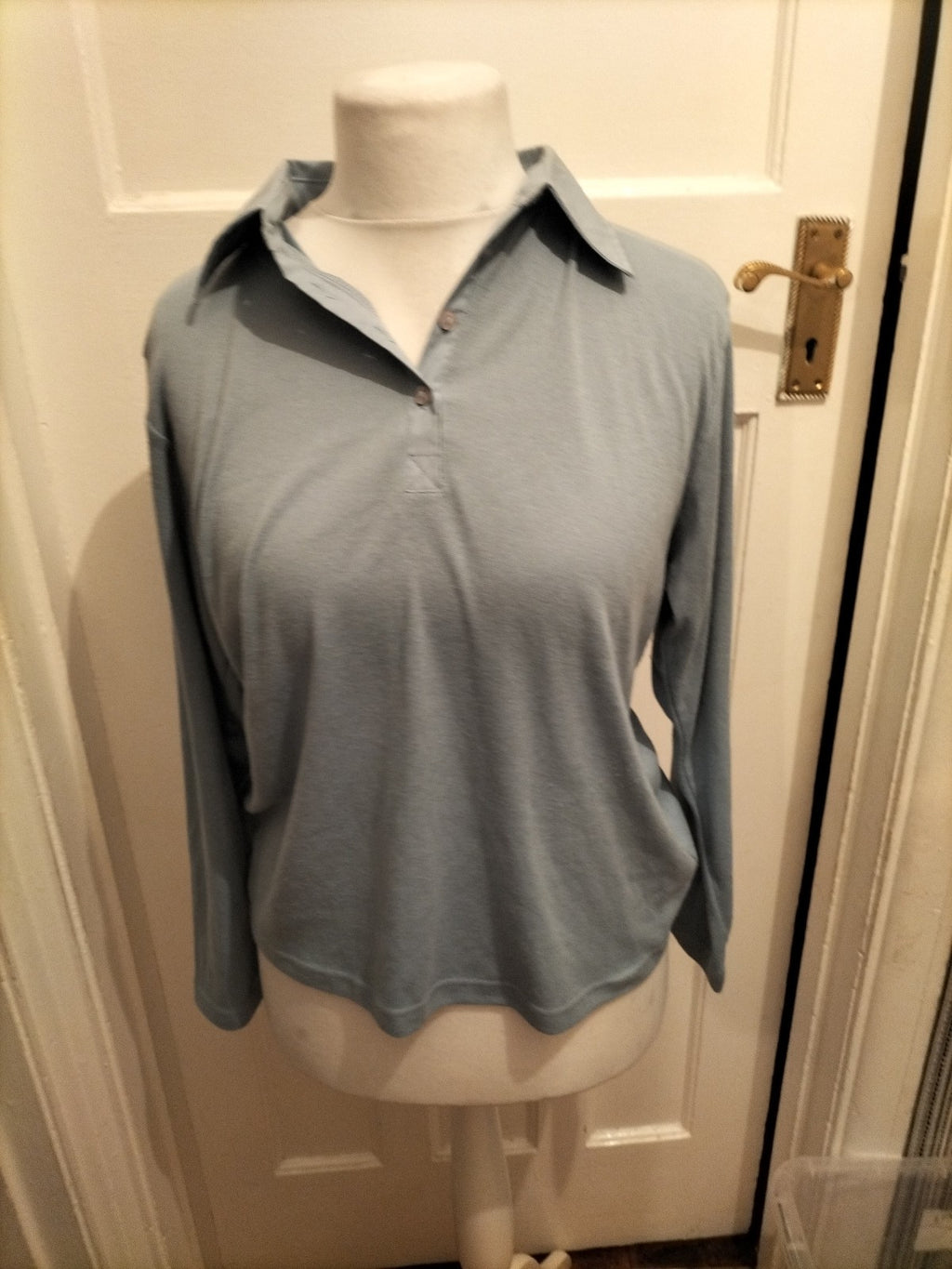 Ladies First Avenue Size XL Blue Collared Polo Long Sleeve