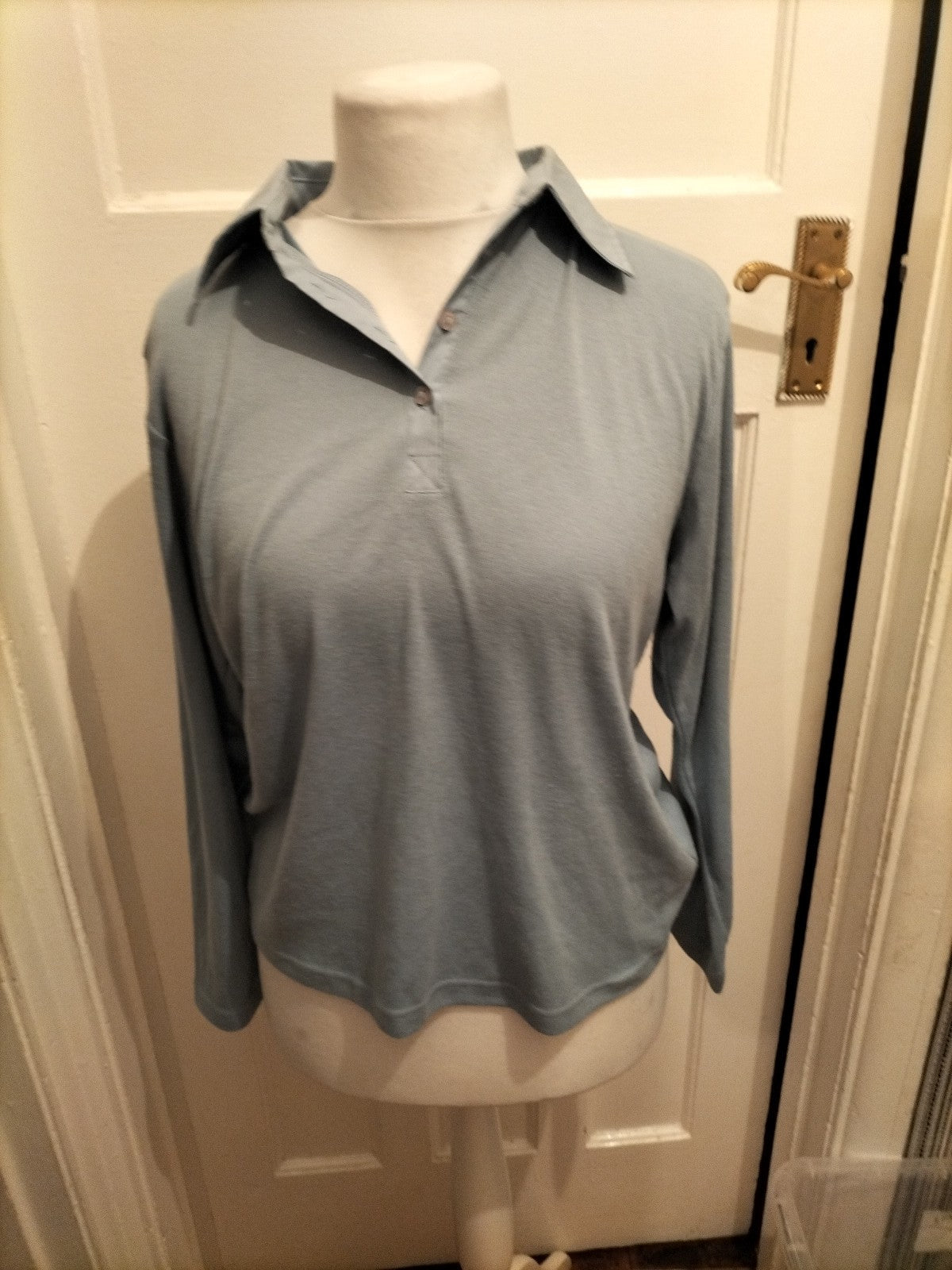 Ladies First Avenue Size XL Blue Collared Polo Long Sleeve