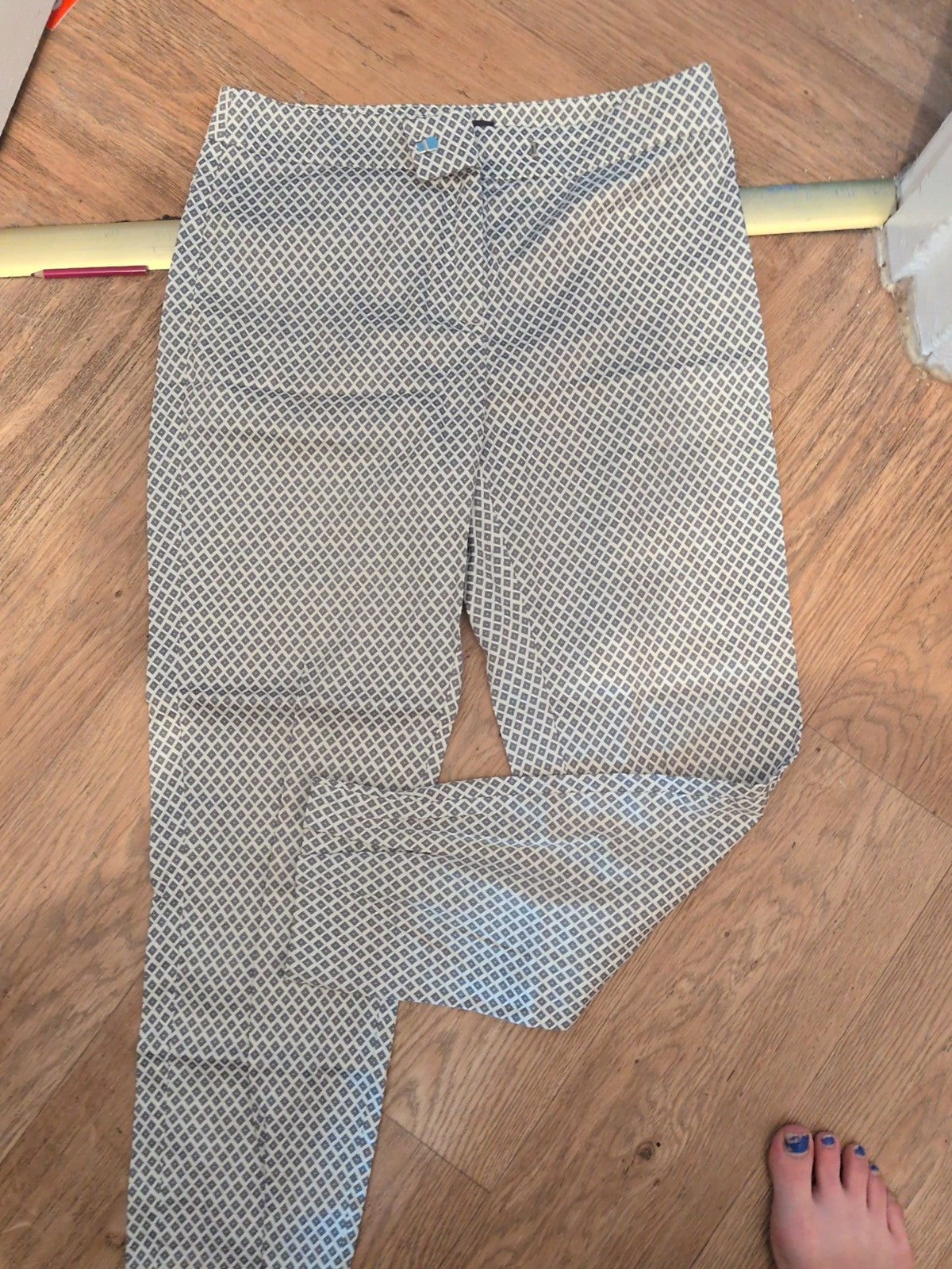 M&S Collection 10 Regular Brown/Stone And Black Patterned Trousers