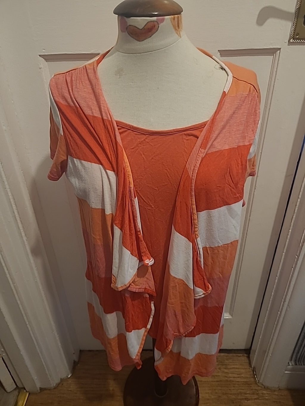 Ladies Soon Size 18 Orange White Red 2 In 1 Tshirt Blouse