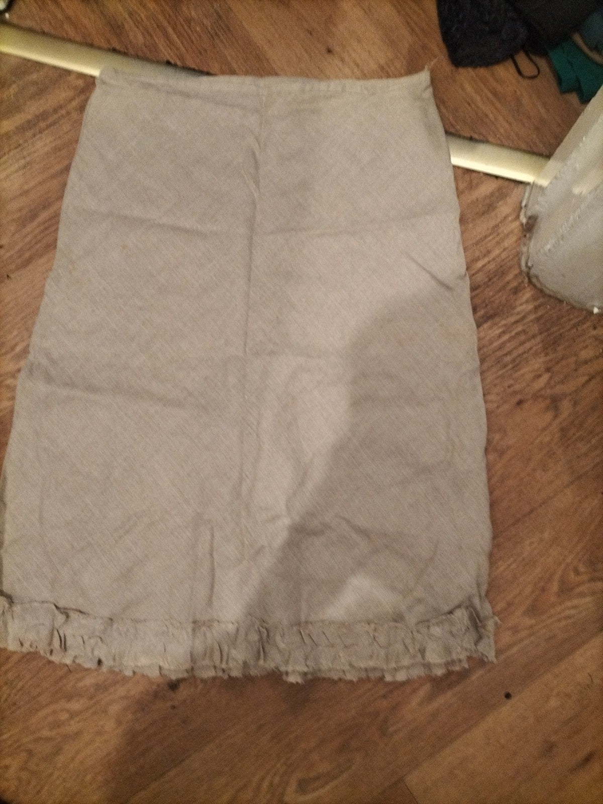 Ladies Per Una Size 16 Pale Beige Frayed Hem Skirt