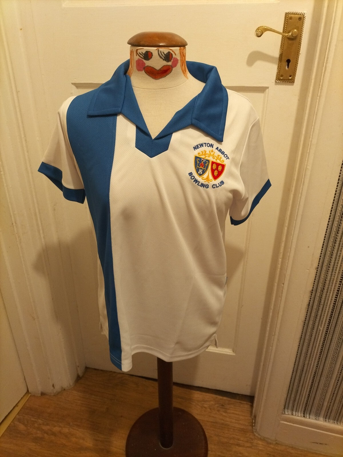 Mens Shotbowl White Blue Newton Abbot Bowling Club Polo