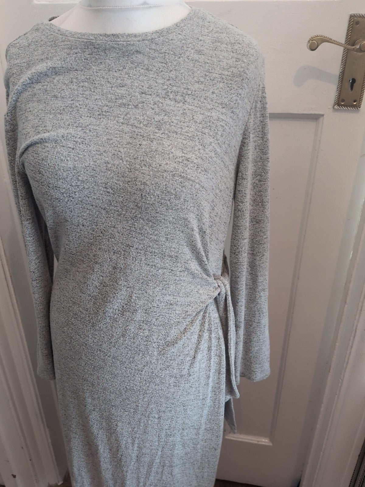 George 16 Pale Grey Long Sleeve Belted Dress Long