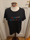 Ladies Danii Minogue Petites Medium Black Xmas Sequin Short Sleeved Tshirt