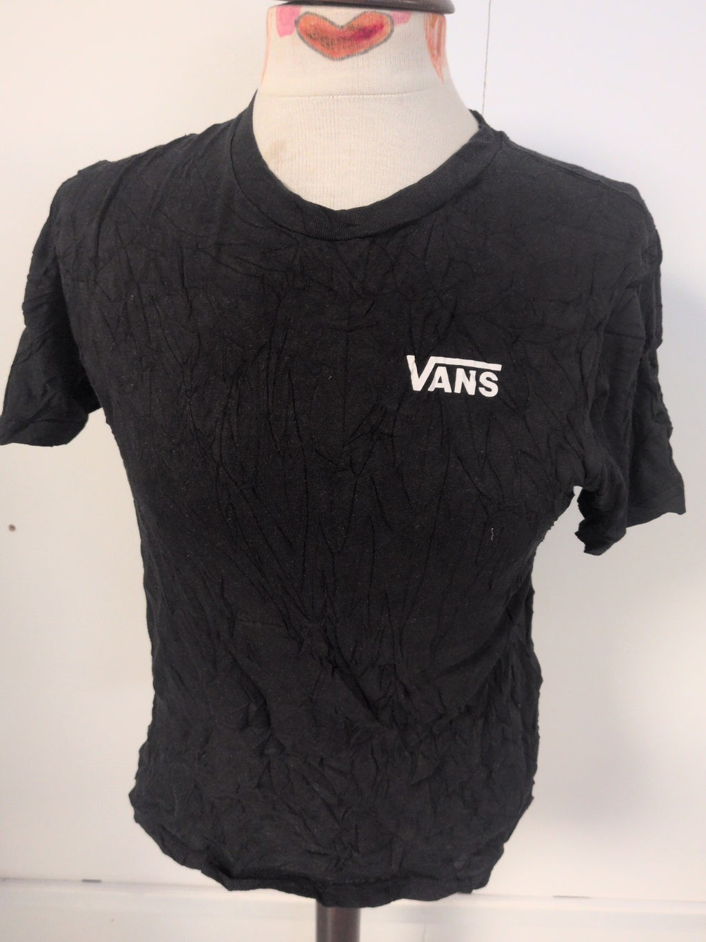 Ladies Vans Size Large 12-14 Black Print Short Sleeve T-shirt