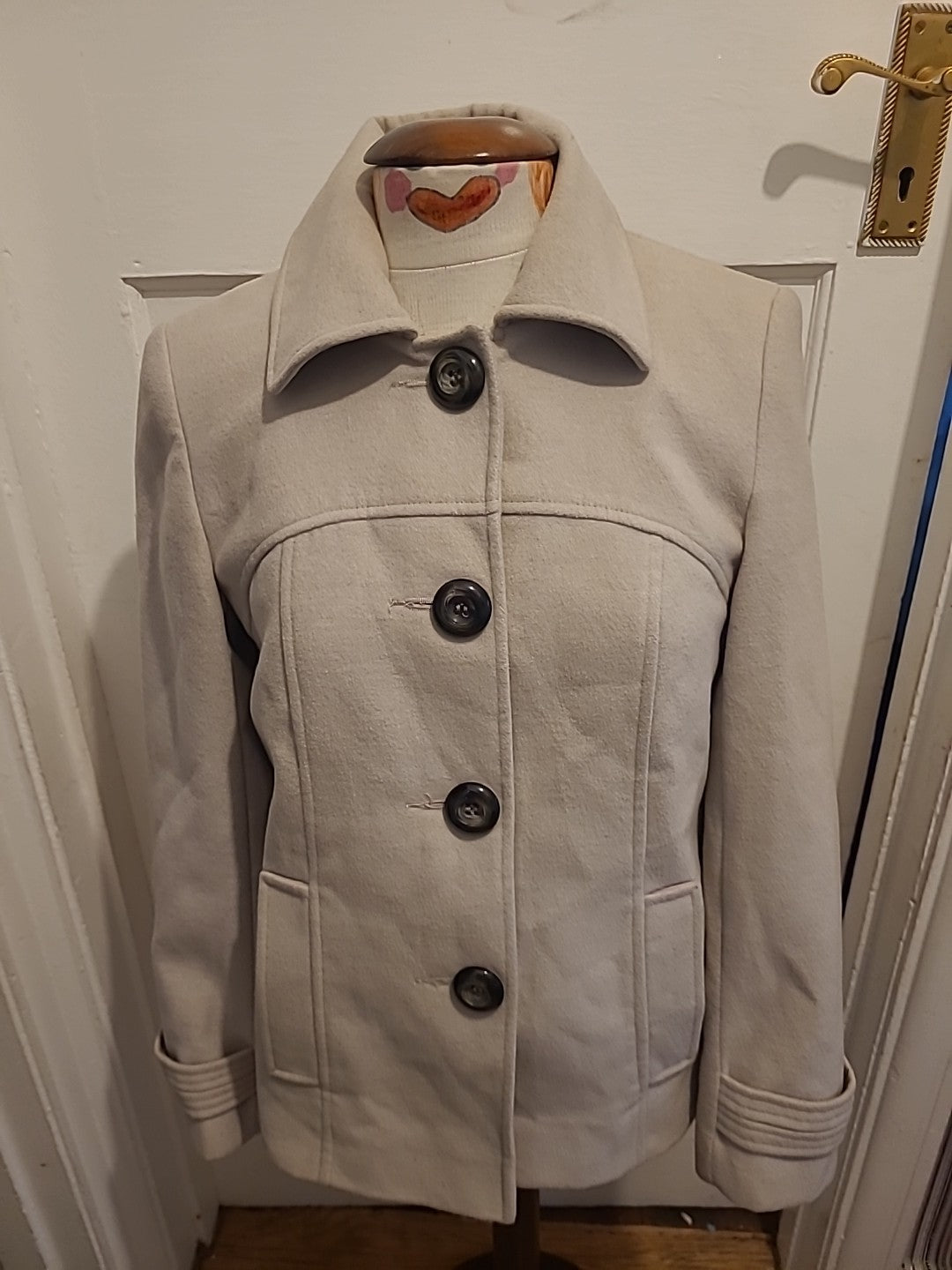 Ladies BHS Size 10 Pale Grey Lined Coat