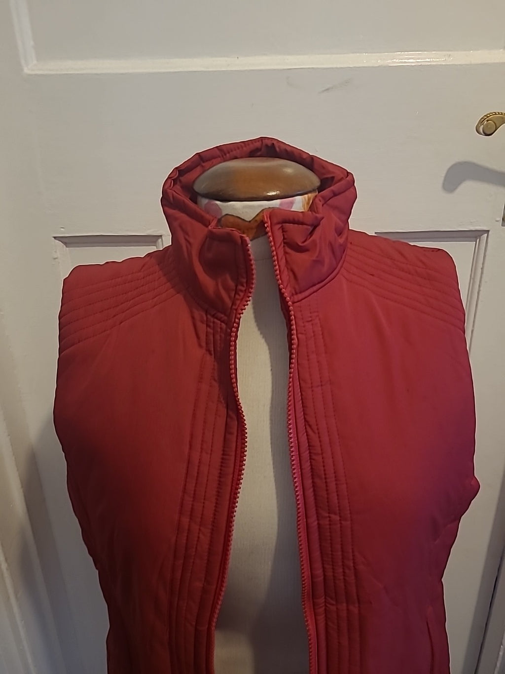 Ladies George Size 14 Red Sleeveless Zip Through Puffer Coat