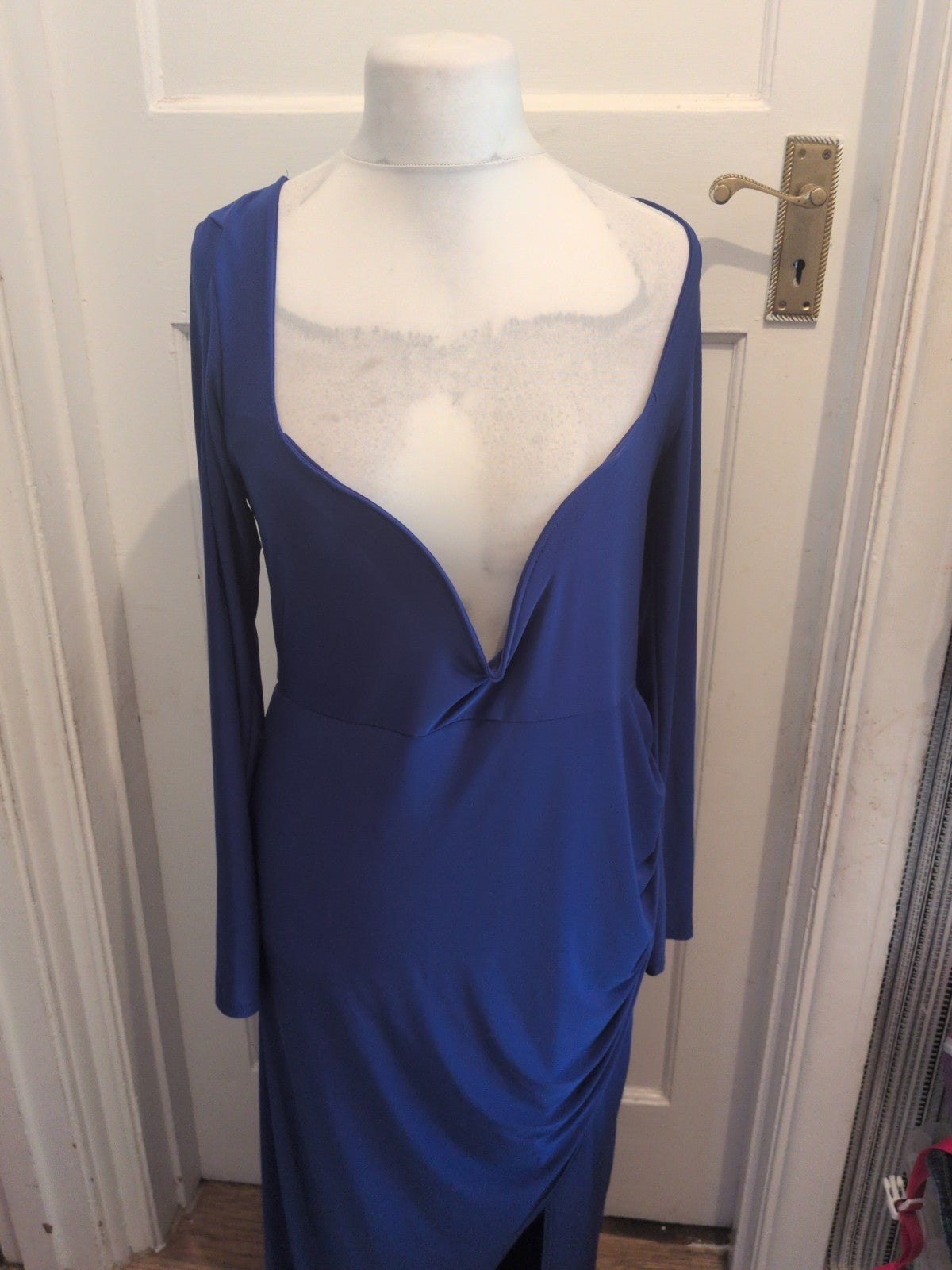 Ladies Prettylittlething Size 18 Wired Long Length Blue Dress