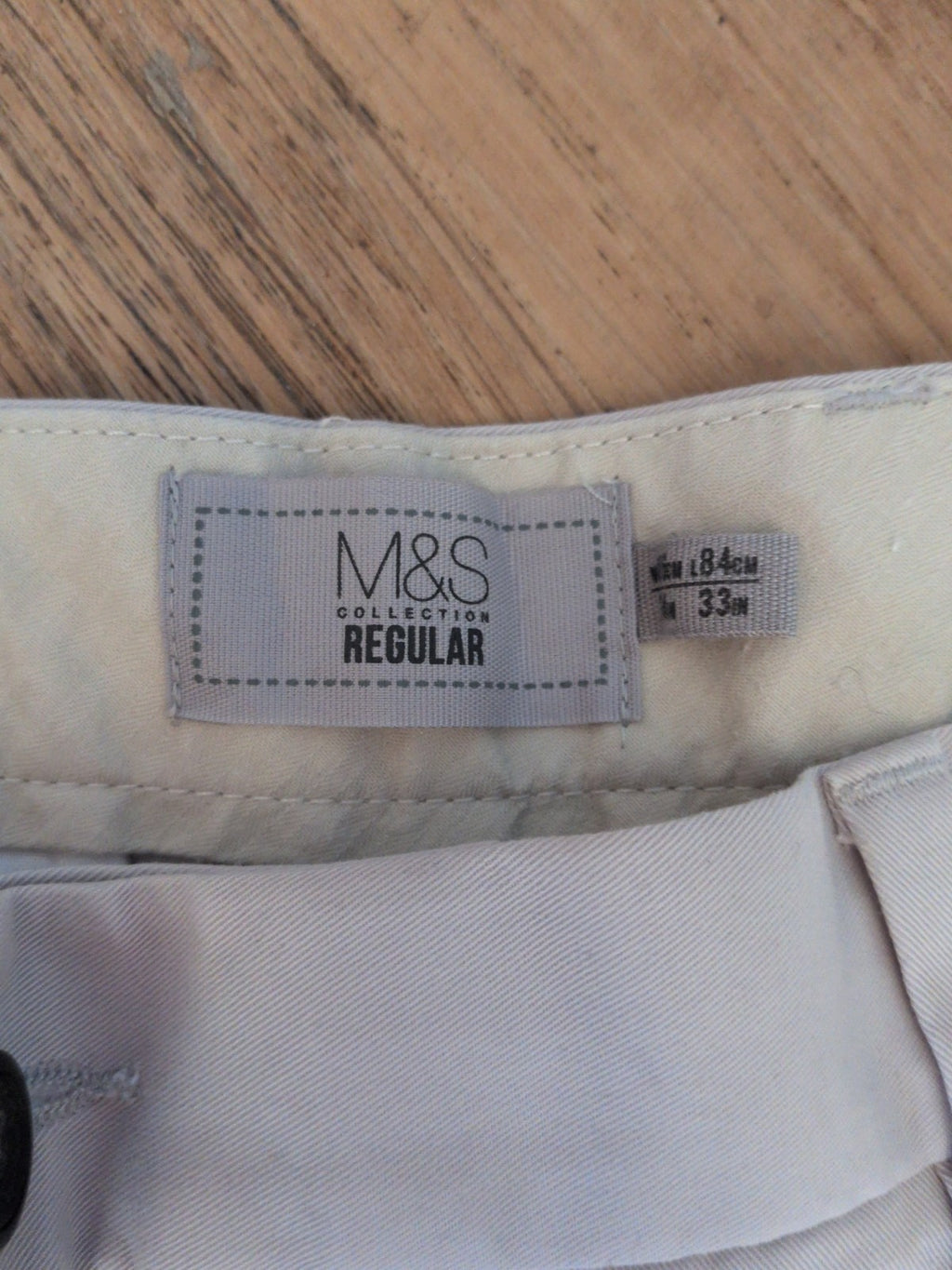 M&S Collection 34x33 Stone Pale Grey Trousers Chino