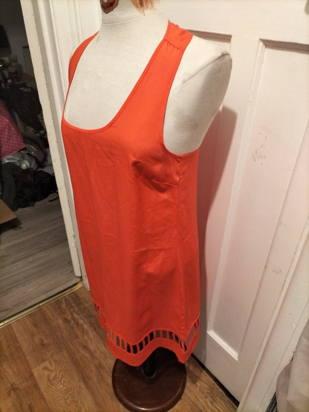 Ladies Asos Size 12 Bright Peach Sleeveless A Line Dress