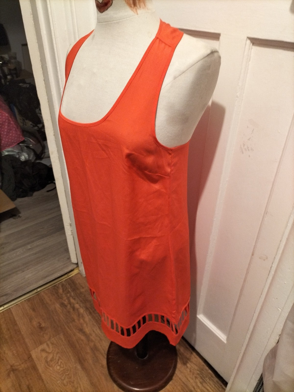 Ladies Asos Size 12 Bright Peach Sleeveless A Line Dress