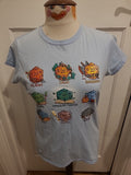 Ladies Gildan Size Small Blue Print Short Sleeved Tshirt