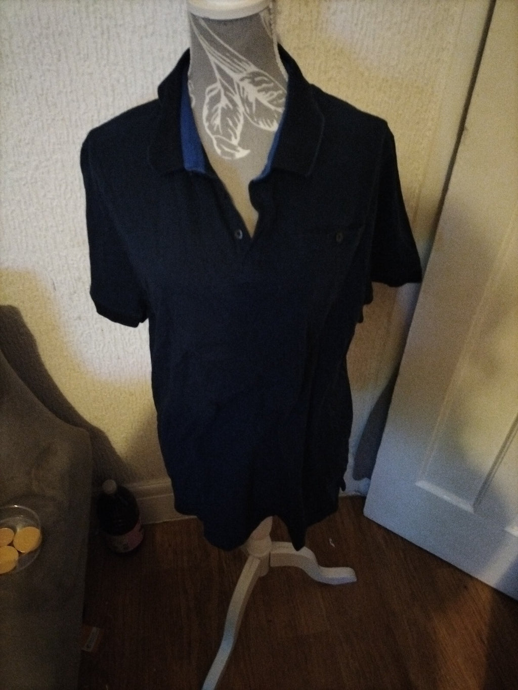Mens Debenhams Size XL Navy Short Sleeved Polo