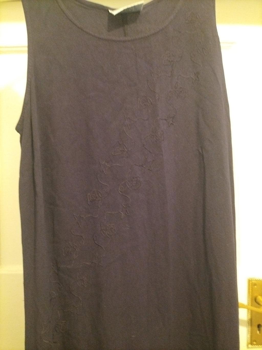 Ladies Sara Woman Size 10-12 Deep Purple Sleeveless Dress Embroidery Detail