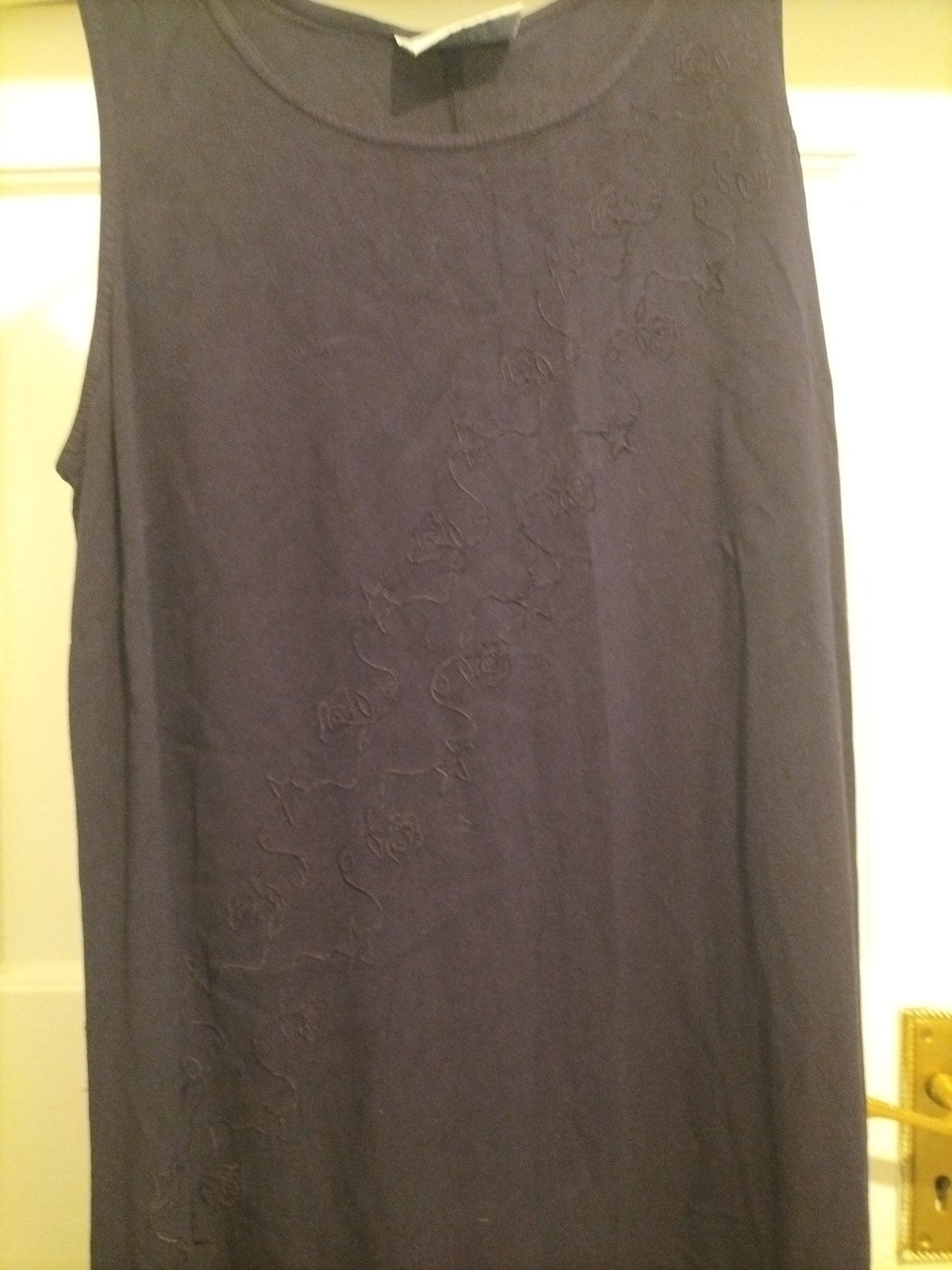Ladies Sara Woman Size 10-12 Deep Purple Sleeveless Dress Embroidery Detail