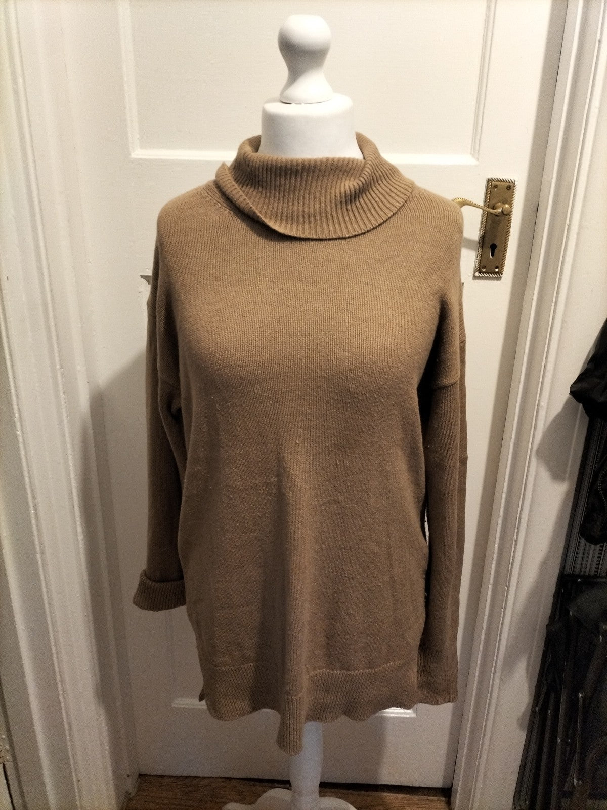 Ladies Baukjen Size 12 Coffee Roll Neck Jumper