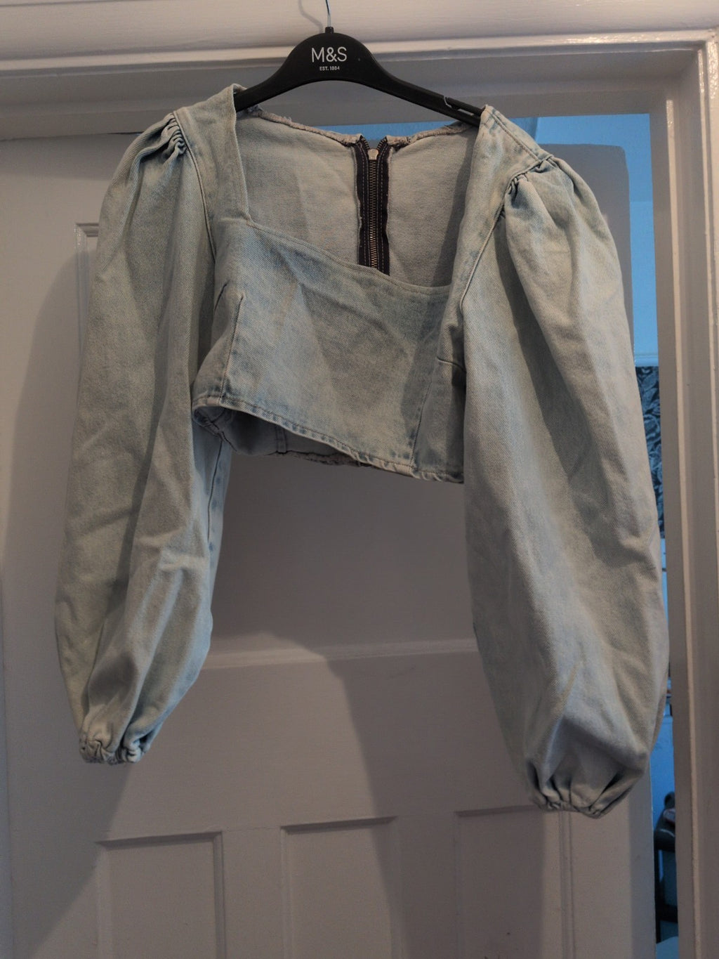 Nasty Gal Small Denim Zip Back Top