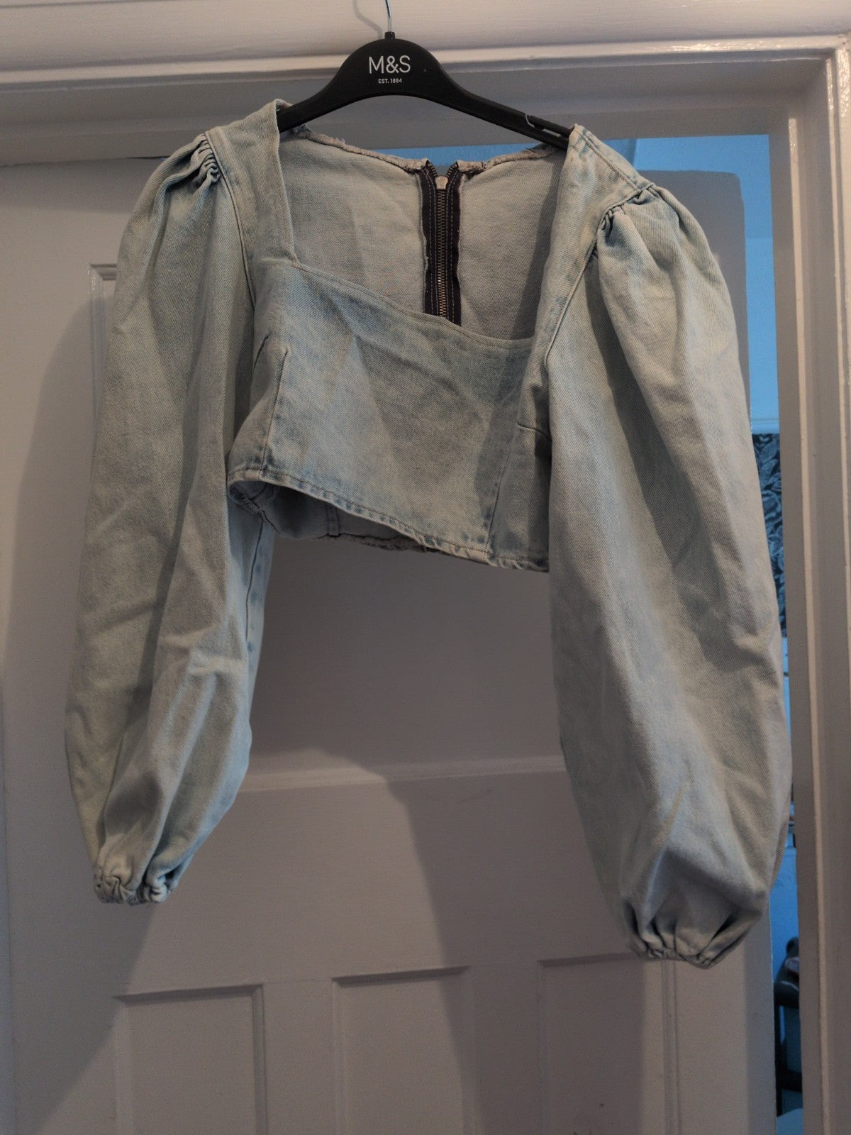 Nasty Gal Small Denim Zip Back Top