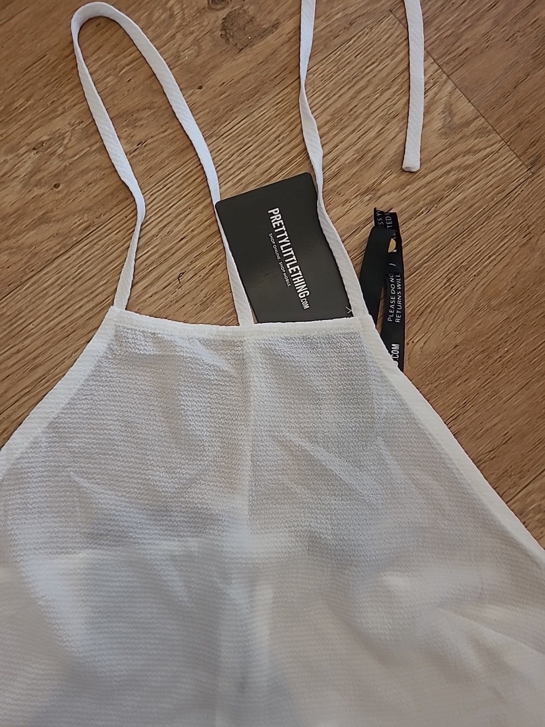 Brand New Ladies PLT Size 10 White Halterneck Tassel Crop Top
