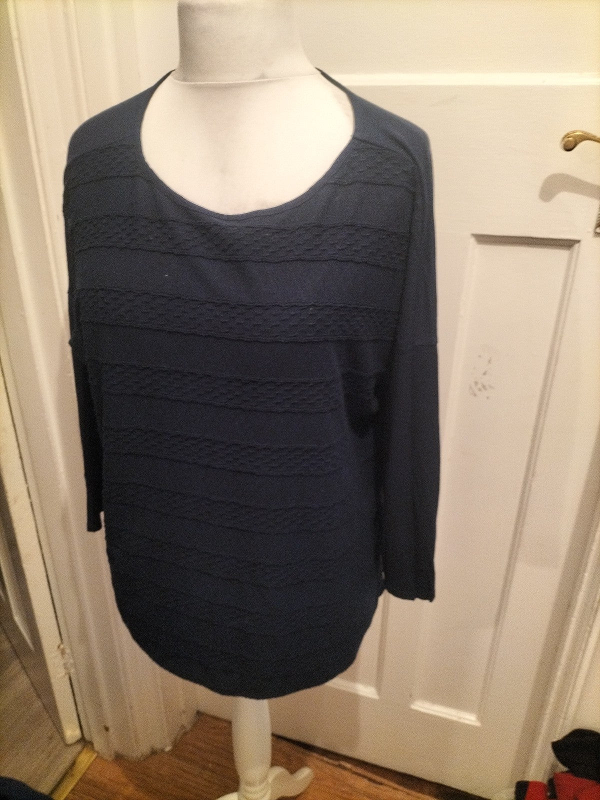 Ladies M&Co Size 16 Navy Patterned Long Sleeved Blouse