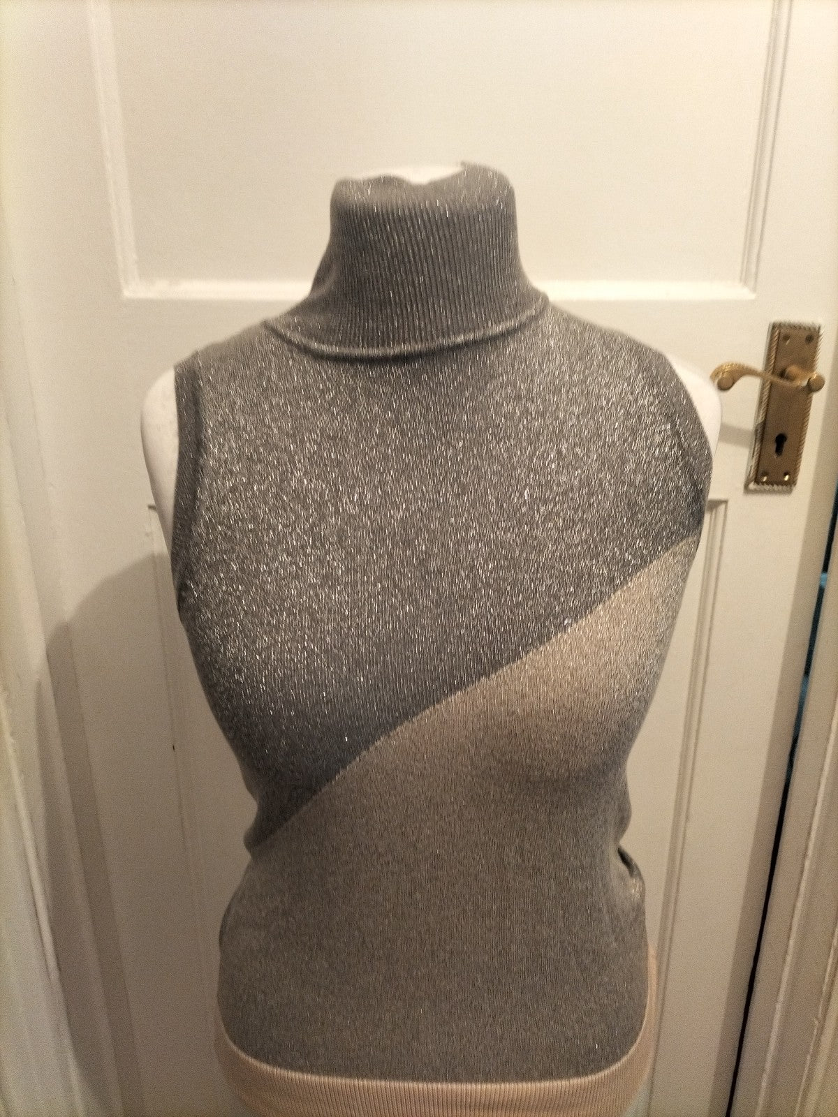 Ladies River Island Size 10 Silver Shimmer Sleeveless Top
