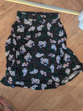 Marks And Spencer 14 Black Spot With Floral Elasticated Skirt Midi