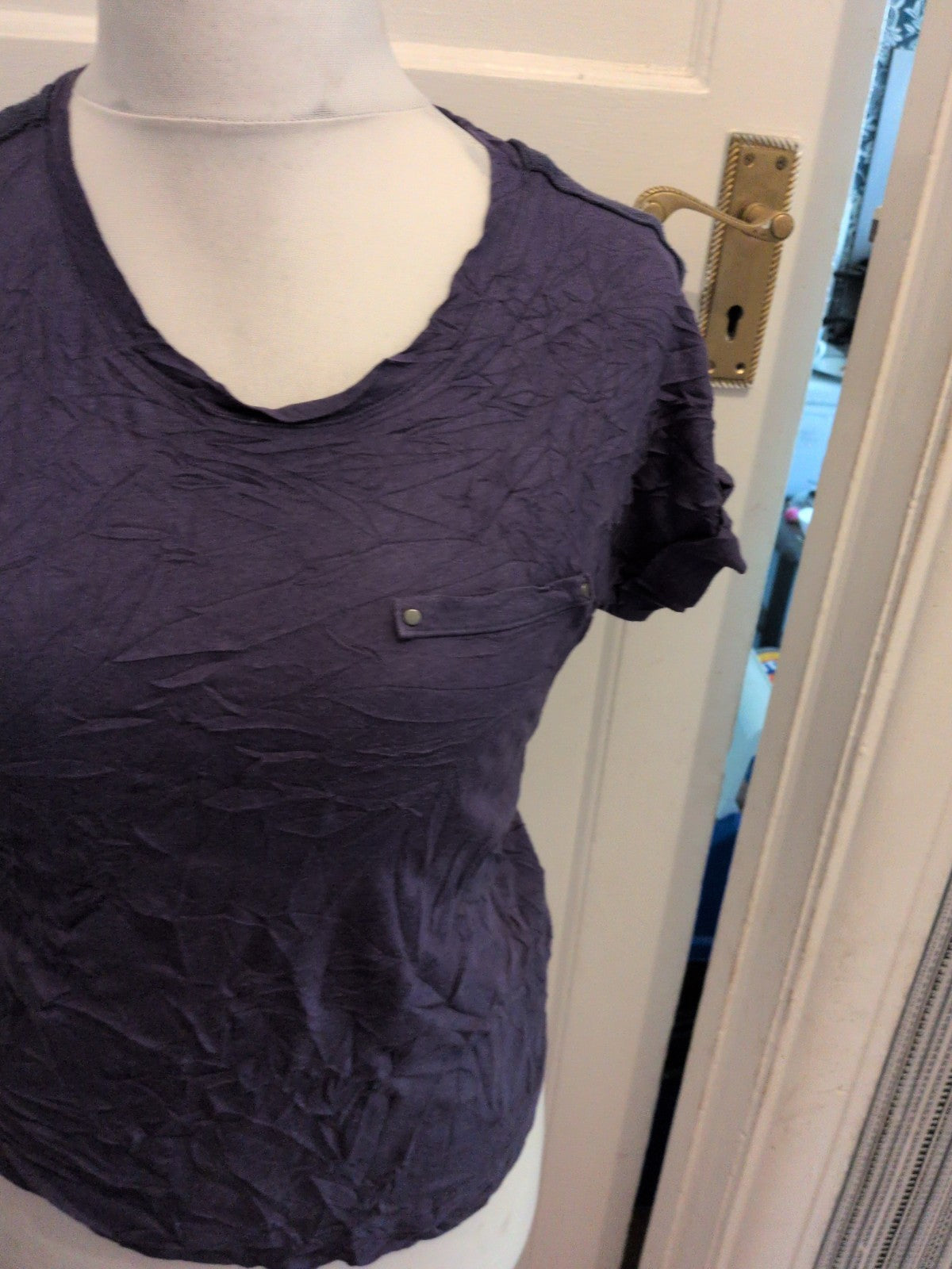 Ladies Marks And Spencer 10 Navy Short Sleeve T-shirt