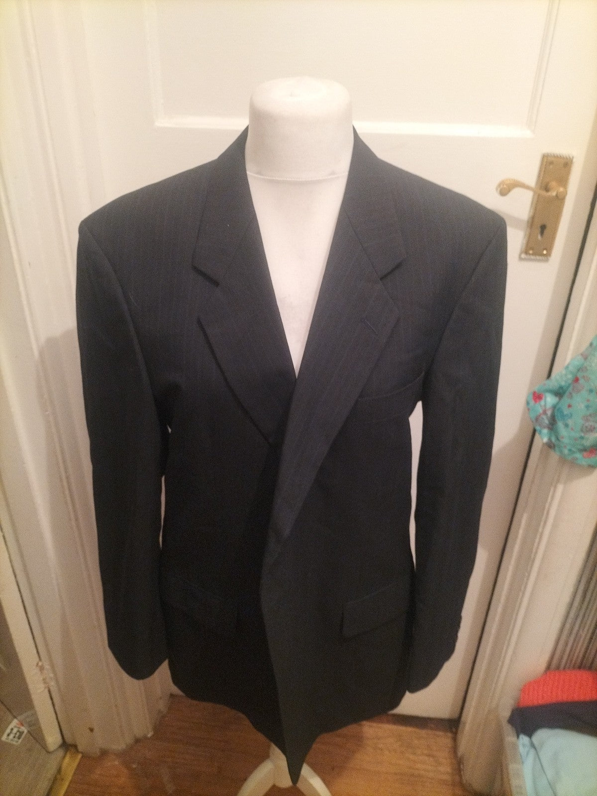 Marks And Spencer 44" Medium Navy Pinstripe Long Sleeved Suit Jacket