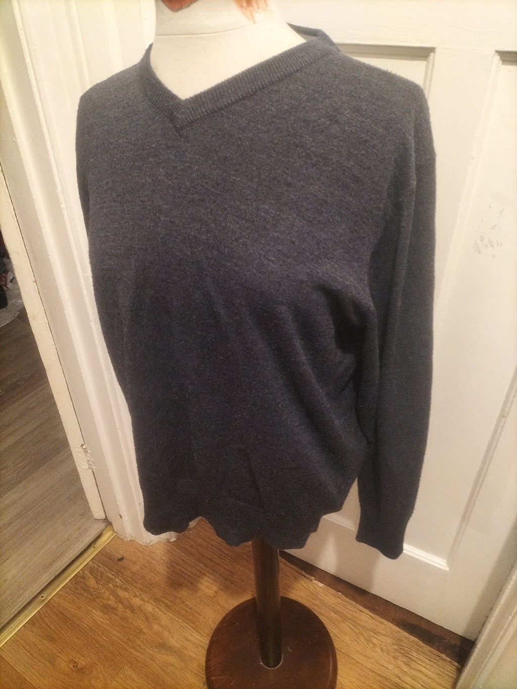 Mens Tu Size Small Grey Ribbed Pullover Jumper