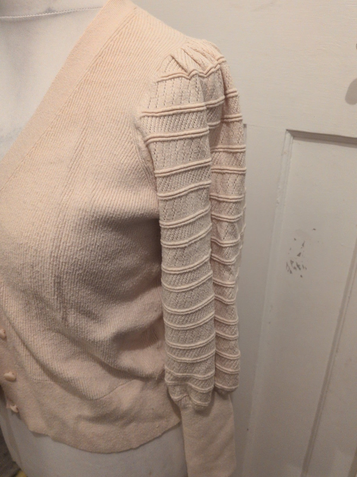 Ladies Marks And Spencer Size 16 Calico V Neck Cardigan