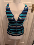 Planet Medium Blue Turquoise Sleeveless Buttoned Blouse