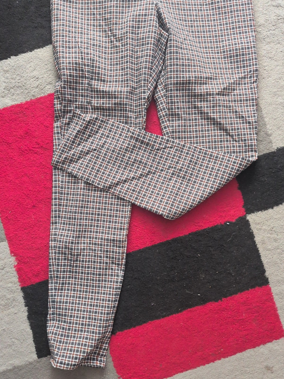 Ladies Primark Size 16 Navy/Brown Check Stretch Trousers