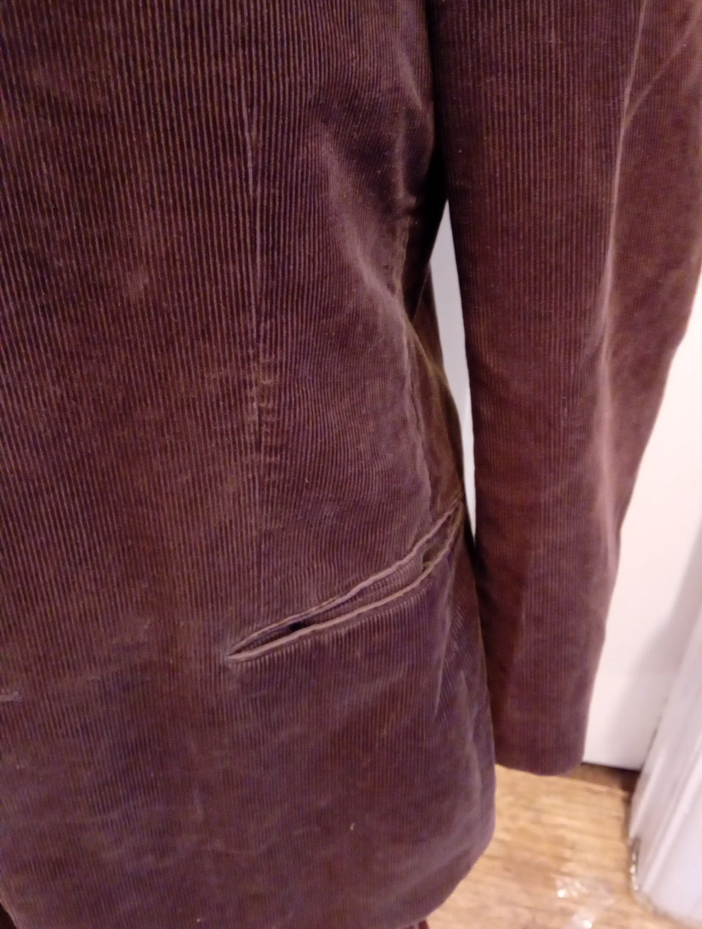 Mens Primark Size 38 Short Brown Ribbed Coderoy Style Blazer