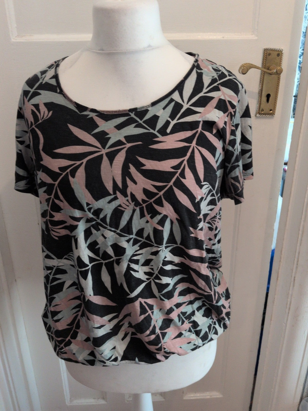 George 20 Black Pink And Blue Floral Short Sleeve Blouse Bobbling