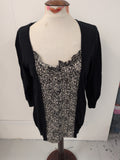 F&F 16 Black With Pattern Centre Long Sleeve Blouse