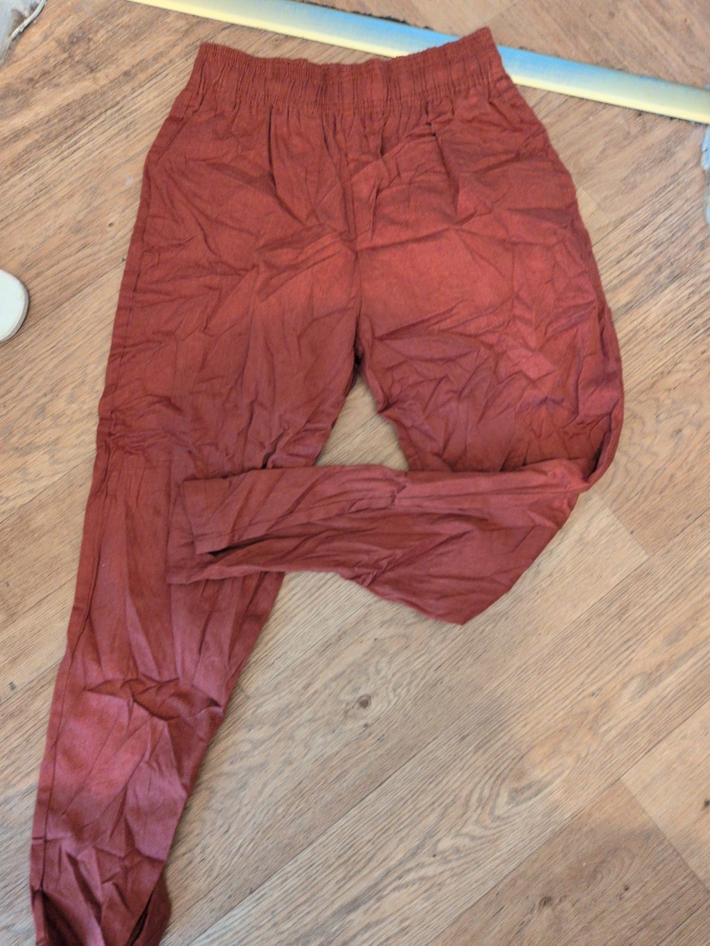 M/L Rust High Waist Elasticated Trousers