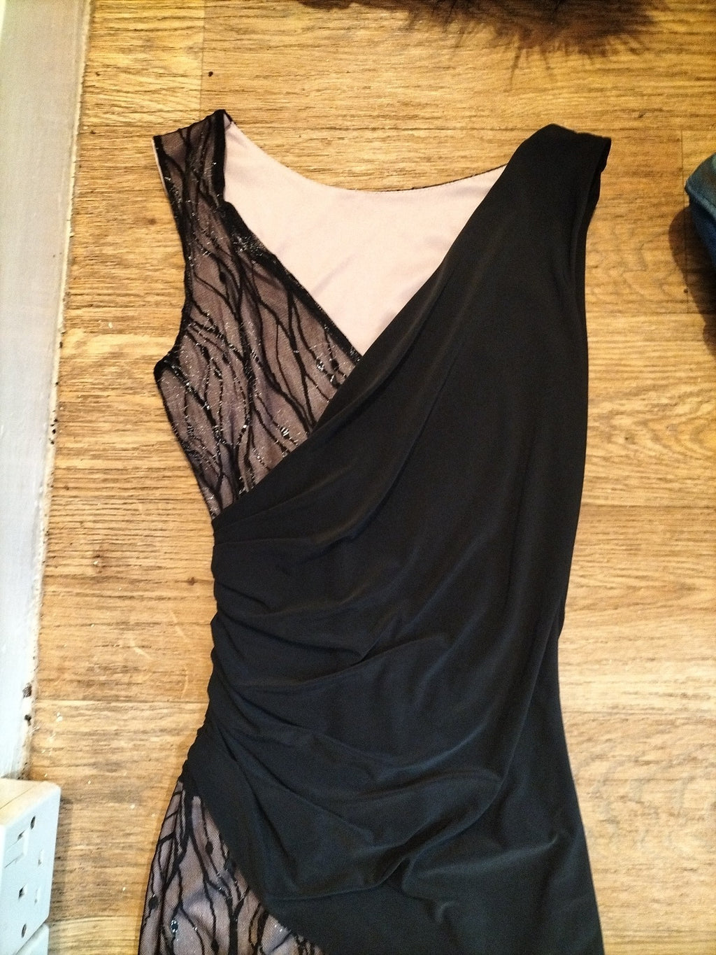 Ladies Size Small Black Lined Mesh Sleeveless Dress