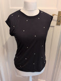 Primark 10 Black With Silver Stars Short Sleeve Blouse T-shirt