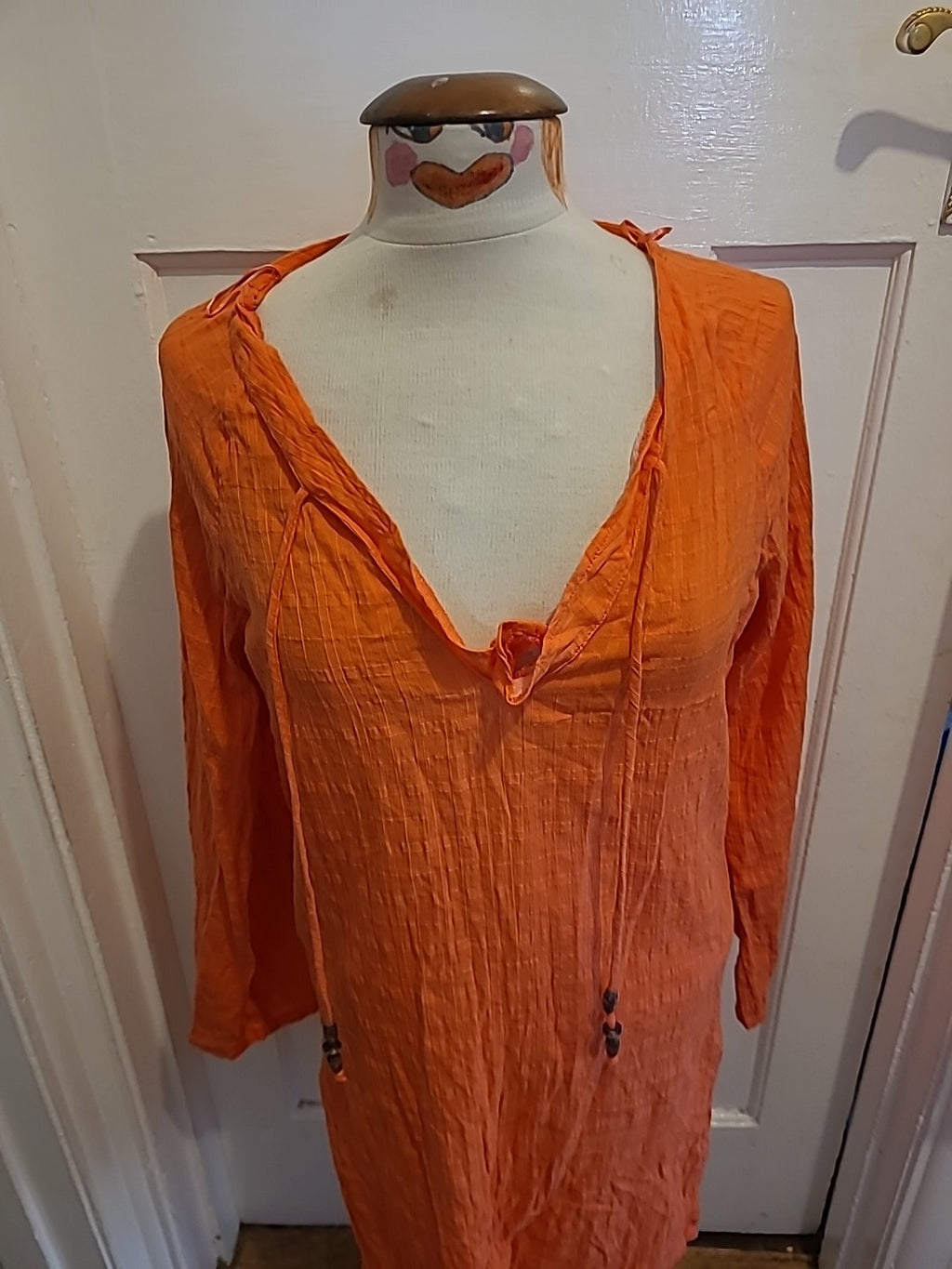 Ladies Next Size Small Orange Long Sleeved Tshirt Dress